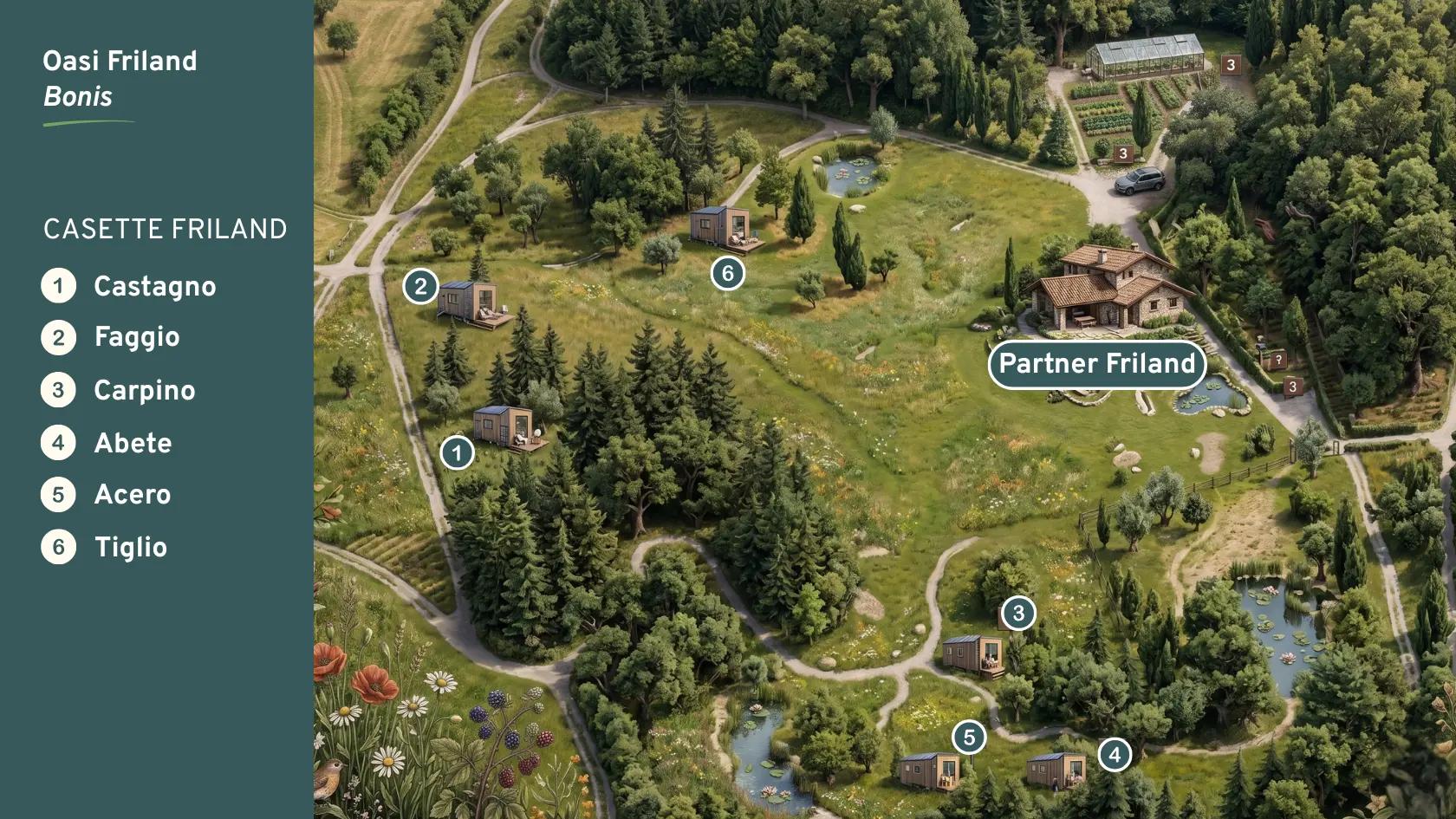 mappa delle tiny house nel glamping in friuli venezia giulia
