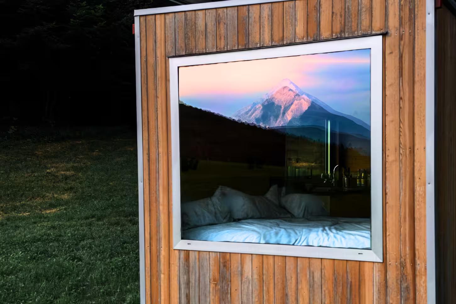 sunset from the little house in nature on the Curiedi plateau in Carnic Prealps