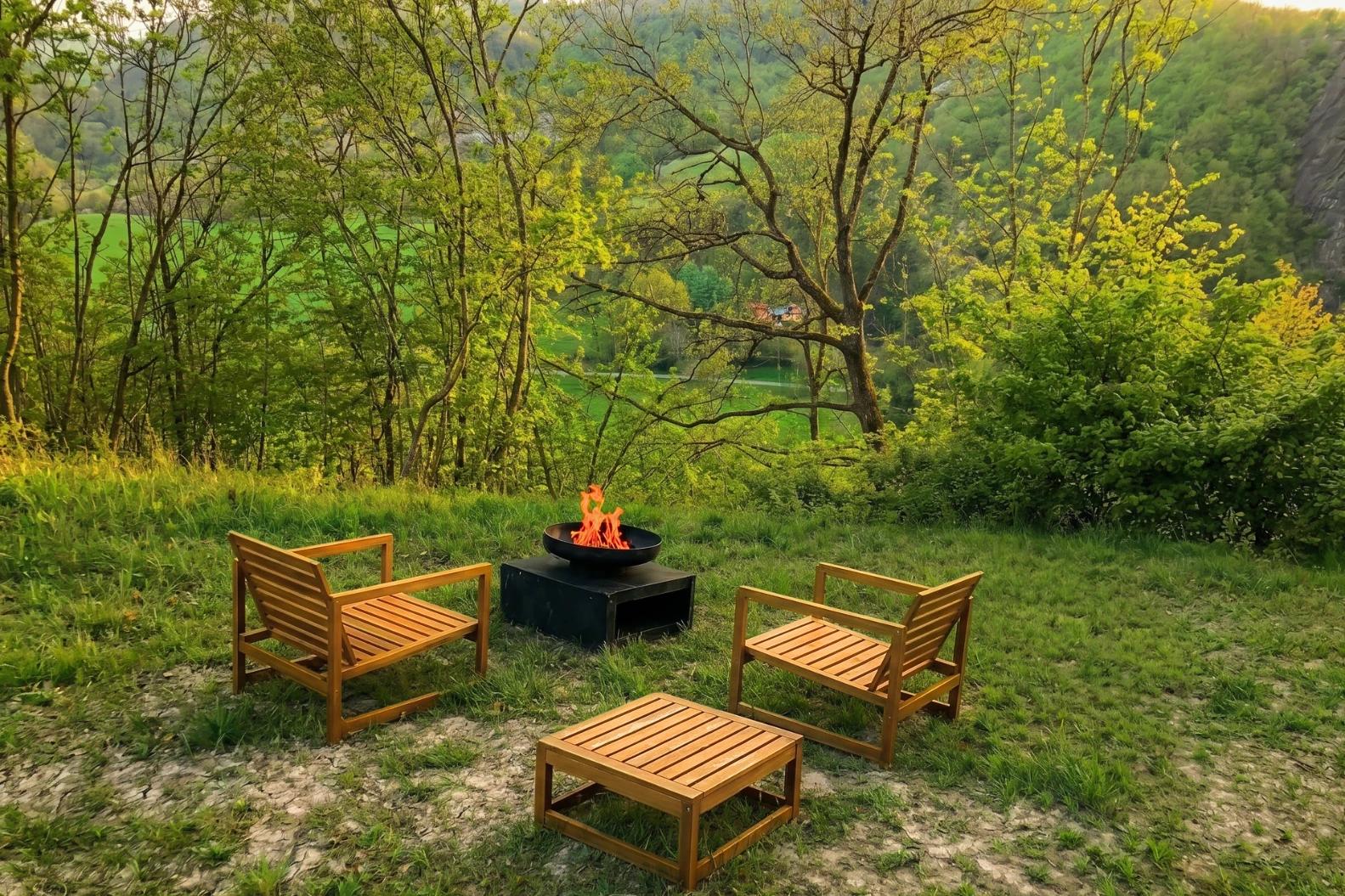Ein Grillfest im Garten des Ferienhauses Friland in Val Tidone